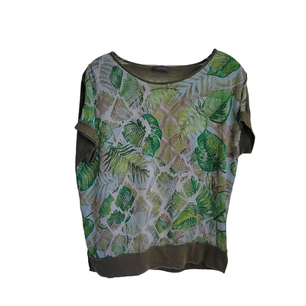 Basler Women's shirt‎ SIze 38(US Medium) Floral Print Short Sleeve Great Cond.